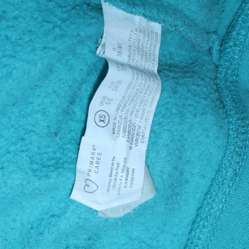 Disney Primark Women’s Blue Hoodie XS Winnie the Pooh Graphic Pullover