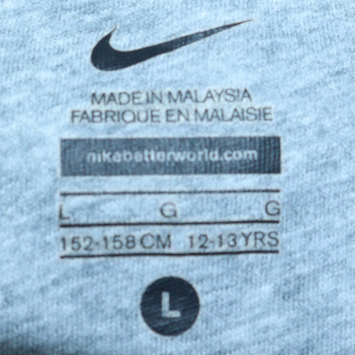 Nike Boys Grey Pullover Hoodie L 12-13 Years Fleece Sweatshirt