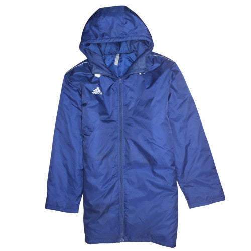 Adidas Men's Blue L Hooded Water Resistant Parka Coat