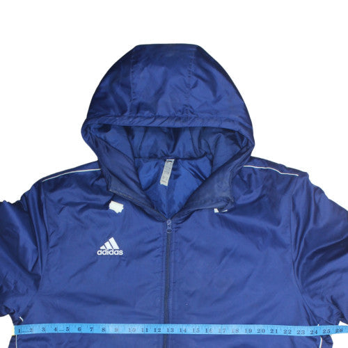 Adidas Men's Blue L Hooded Water Resistant Parka Coat