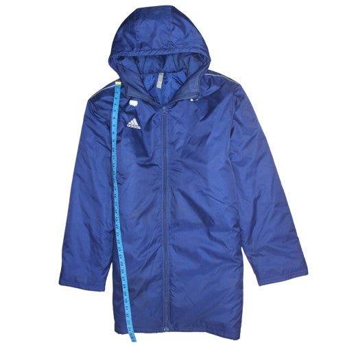 Adidas Men's Blue L Hooded Water Resistant Parka Coat