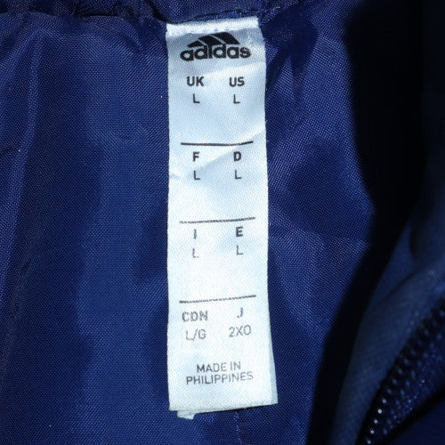 Adidas Men's Blue L Hooded Water Resistant Parka Coat