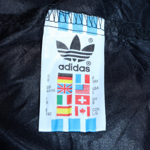 Adidas Womens Blue Retro Windbreaker Jacket L Hooded Full Zip Lightweight
