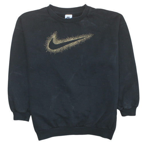 Nike Girls Black Gold Logo XL Sweatshirt Crew Neck Pullover