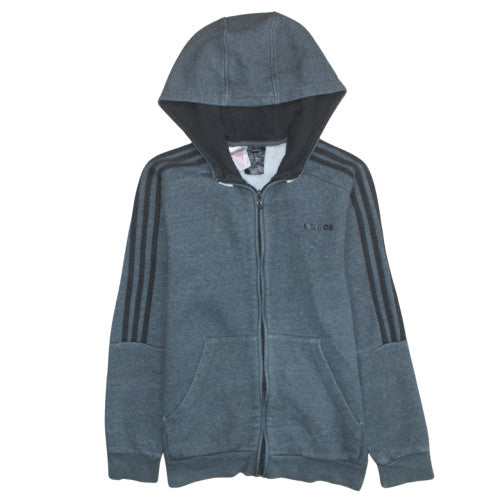 Adidas Boys Blue Full Zip Hoodie Size 13-14 Years Casual Sportswear