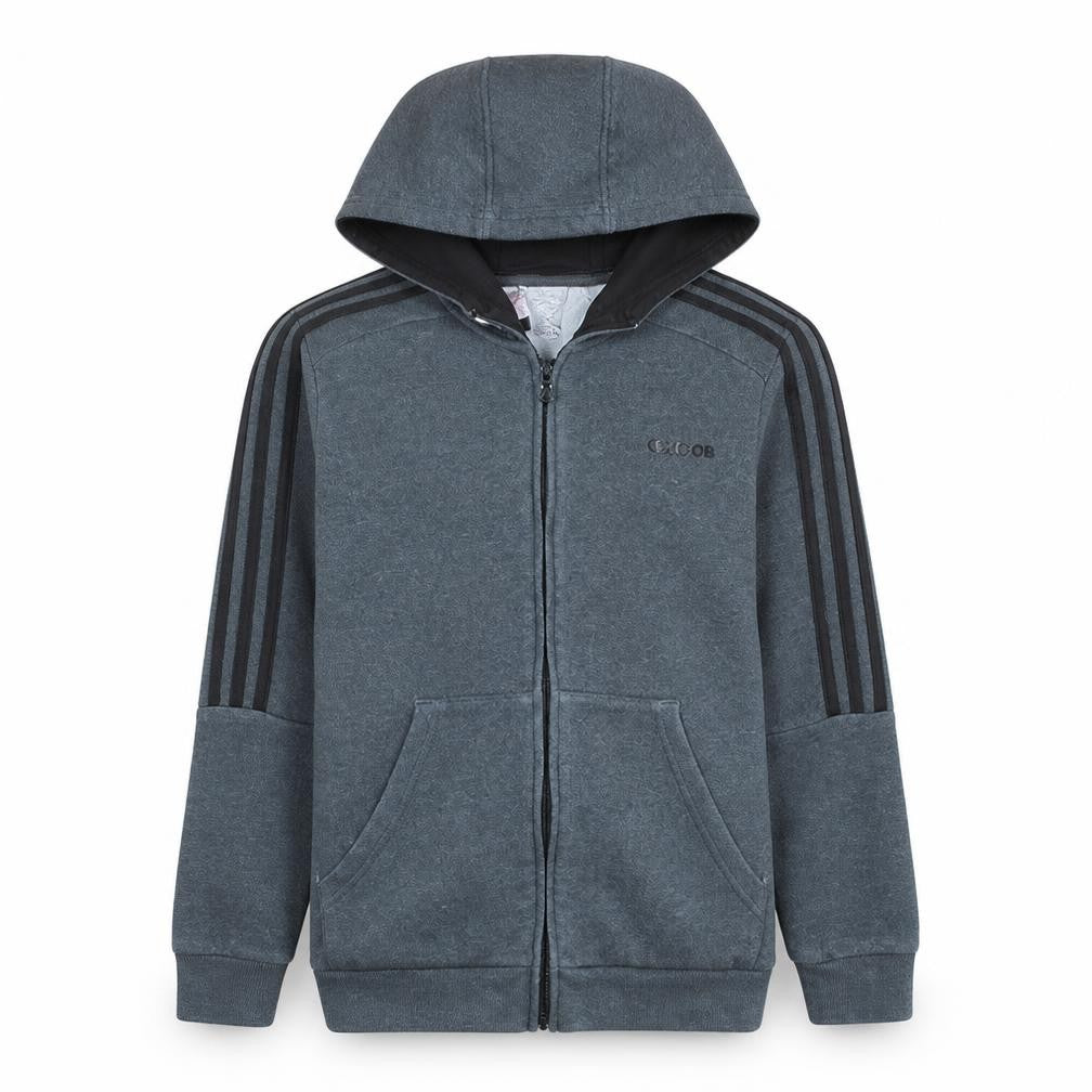 Adidas Boys Blue Full Zip Hoodie Size 13-14 Years Casual Sportswear