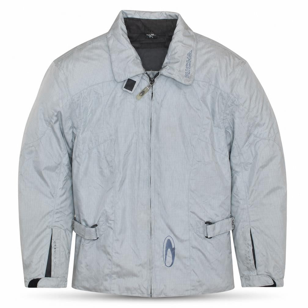 Front view of Richa Men's Grey Motorcycle Jacket, size S, Waterproof Casual Wear