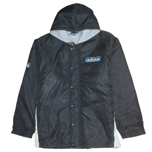 Adidas Men's Black Hooded Windbreaker Jacket Size 40 Regular