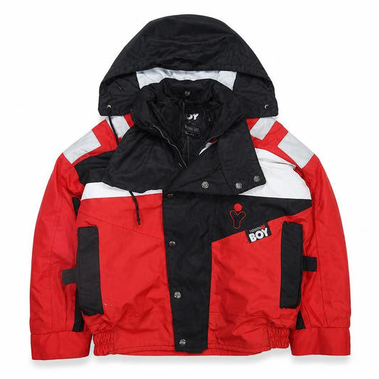 Front view of Thermo Boy Women's Red XS Ski Jacket Hooded Insulated Waterproof Winter Coat