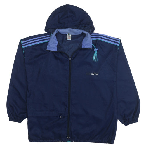 Adidas Men's Blue Medium Windbreaker Hooded Jacket