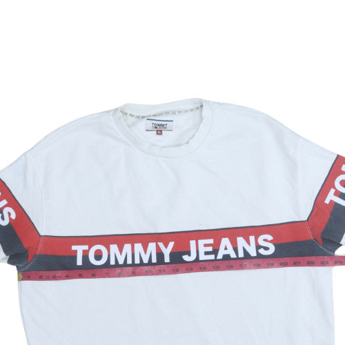 Tommy Jeans Men's White XL Pullover Sweatshirt with Logo