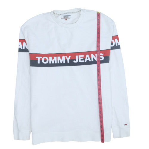 Tommy Jeans Men's White XL Pullover Sweatshirt with Logo