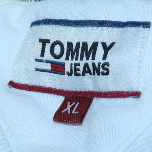 Tommy Jeans Men's White XL Pullover Sweatshirt with Logo