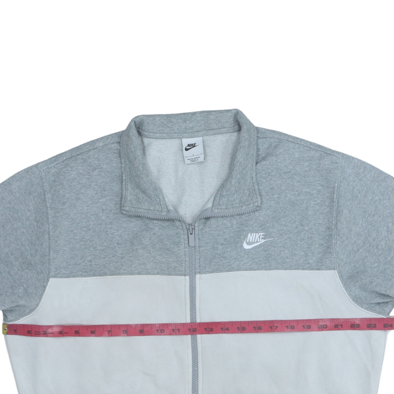 Nike Men's Grey Track Jacket L Full Zip Colourblock Fleece