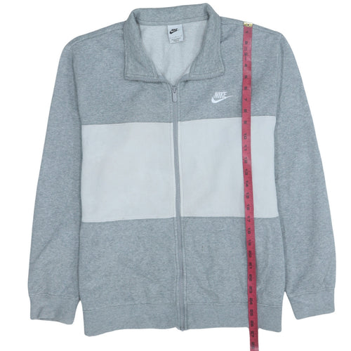 Nike Men's Grey Track Jacket L Full Zip Colourblock Fleece