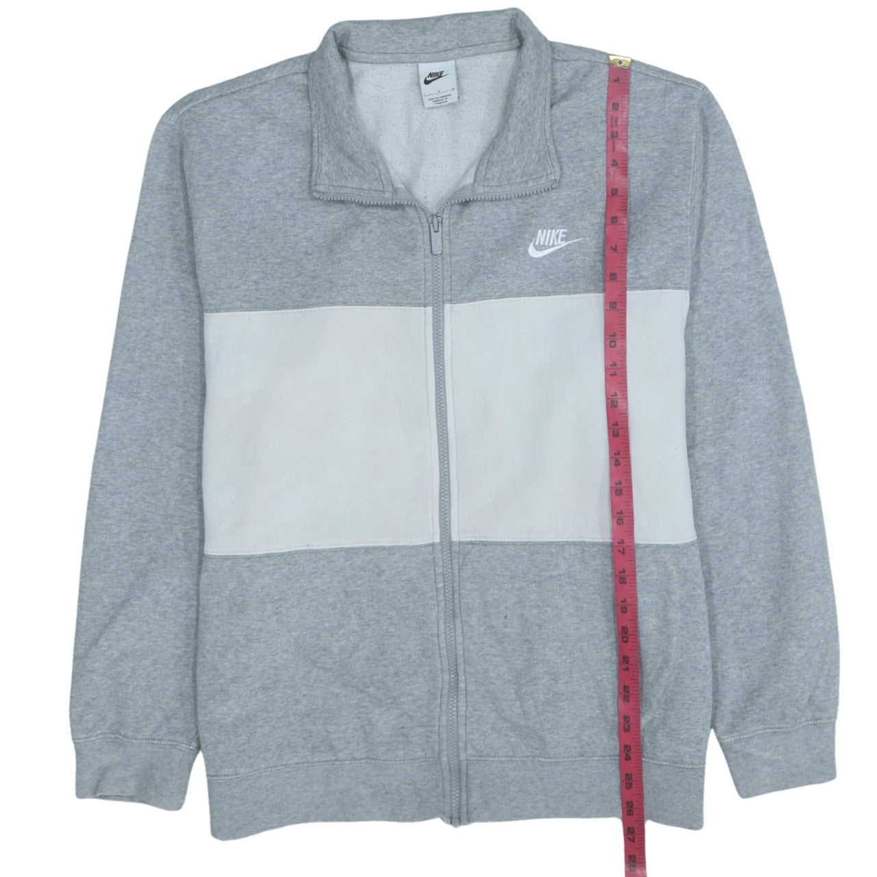 Nike Men's Grey Track Jacket L Full Zip Colourblock Fleece