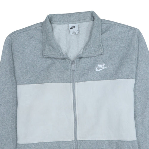 Nike Men's Grey Track Jacket L Full Zip Colourblock Fleece