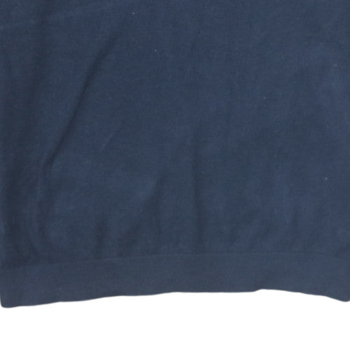 Napapijri Men's Blue V-Neck Cotton Knit Jumper Size M Classic Fit