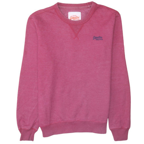 Superdry Women Pink Crew Neck Pullover Sweatshirt L Vintage Style