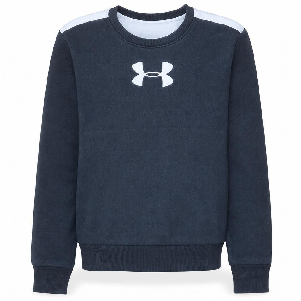 Front view of Under Armour Men's Black & White Crew Neck Loose Fit Sweatshirt M