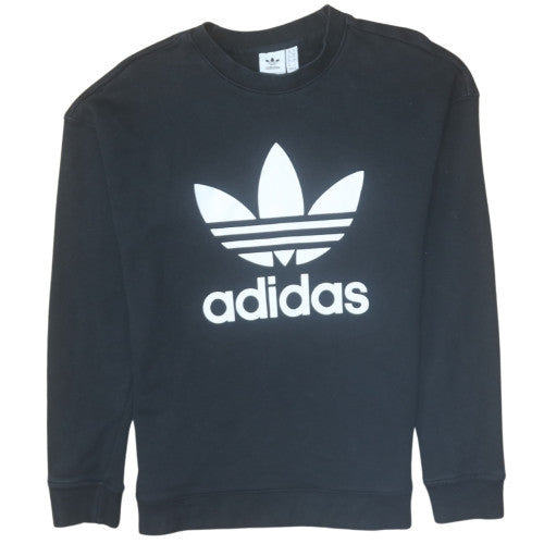 Adidas Womens Black Crew Neck Pullover Sweatshirt Size 10