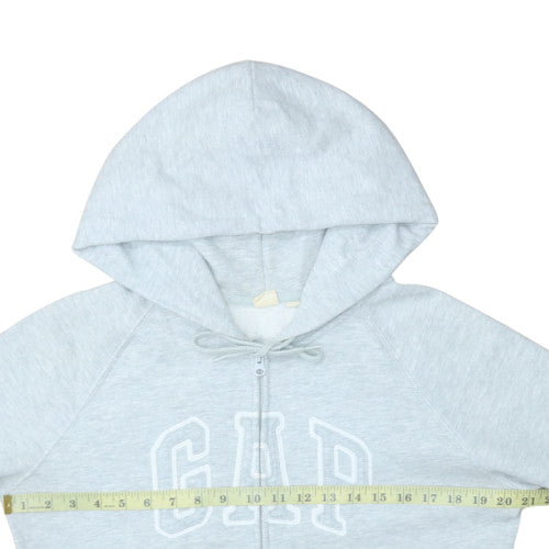 GAP Women Light Grey Full Zip Hoodie Large Cotton Blend Logo