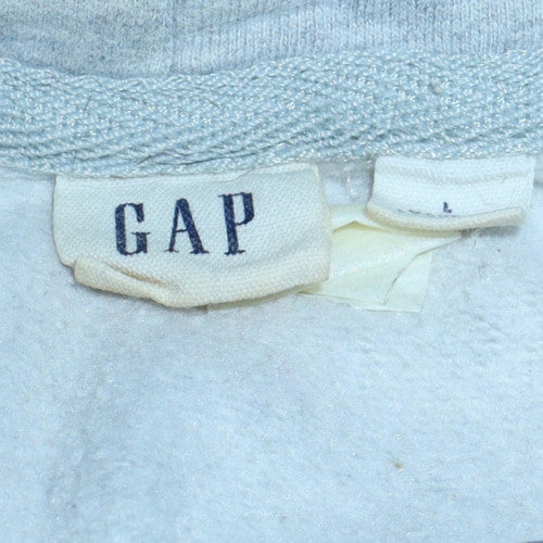 GAP Women Light Grey Full Zip Hoodie Large Cotton Blend Logo