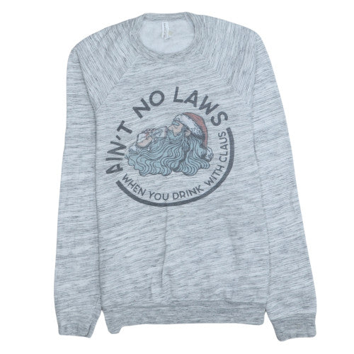 Bella Canvas Men's Grey Christmas Santa Graphic Crew Neck Sweatshirt M