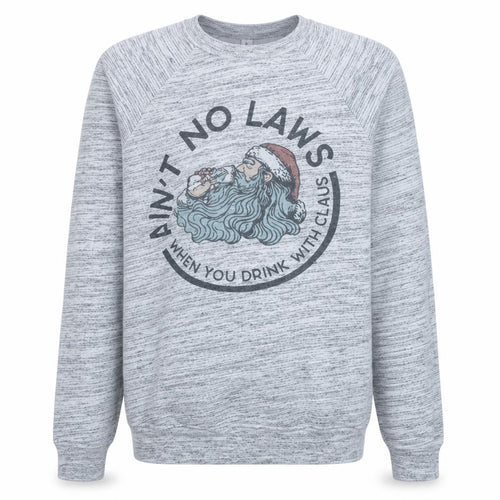 Bella Canvas Men's Grey Christmas Santa Graphic Crew Neck Sweatshirt M