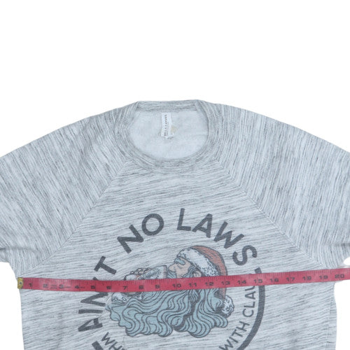 Bella Canvas Men's Grey Christmas Santa Graphic Crew Neck Sweatshirt M