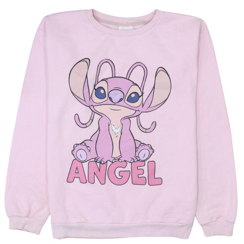 Disney Girls Pink Angel Sweatshirt 14 Years Pullover Crew Neck Cotton Blend