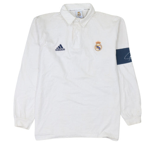 Adidas Real Madrid White Long Sleeve Men's Polo Shirt L