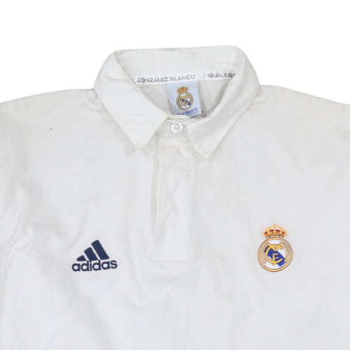 Adidas Real Madrid White Long Sleeve Men's Polo Shirt L