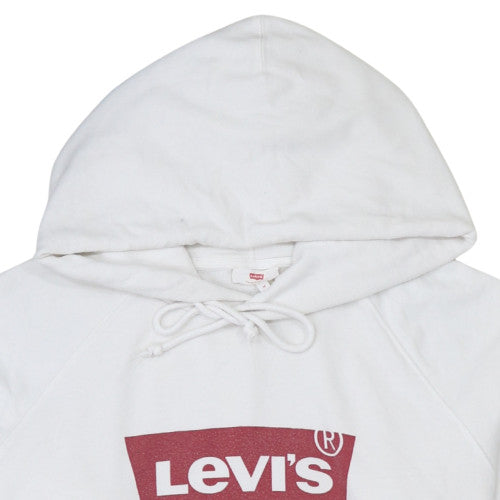 Levi's Men's White Pullover Hoodie M Logo Graphic Hooded Sweatshirt
