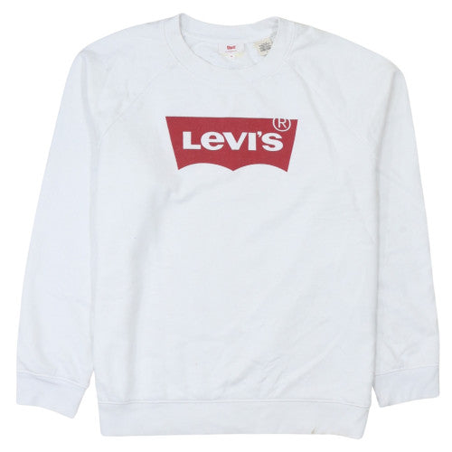 Levi's Men's White Logo Crew Neck Pullover Sweatshirt M