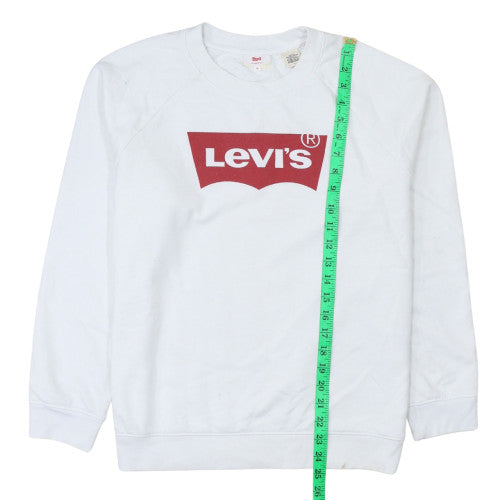 Levi's Men's White Logo Crew Neck Pullover Sweatshirt M