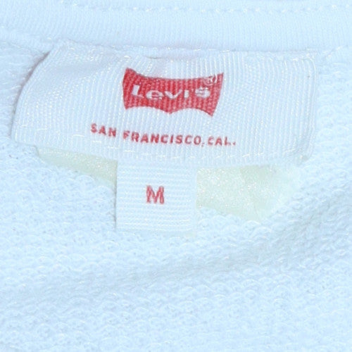 Levi's Men's White Logo Crew Neck Pullover Sweatshirt M