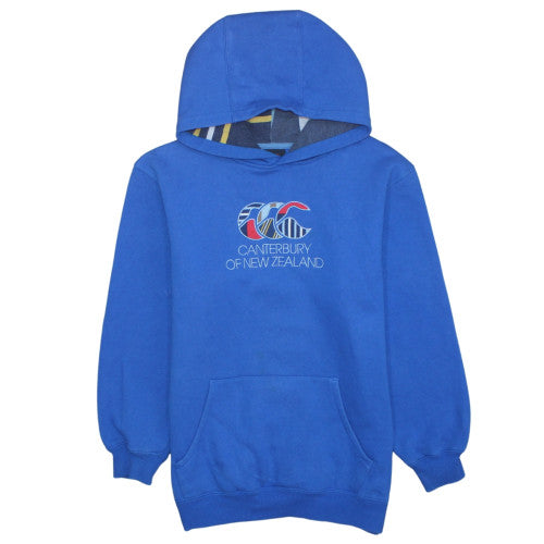 Canterbury Boys Blue Pullover Hoodie Age 14 Rugby Logo Fleece Sweatshirt
