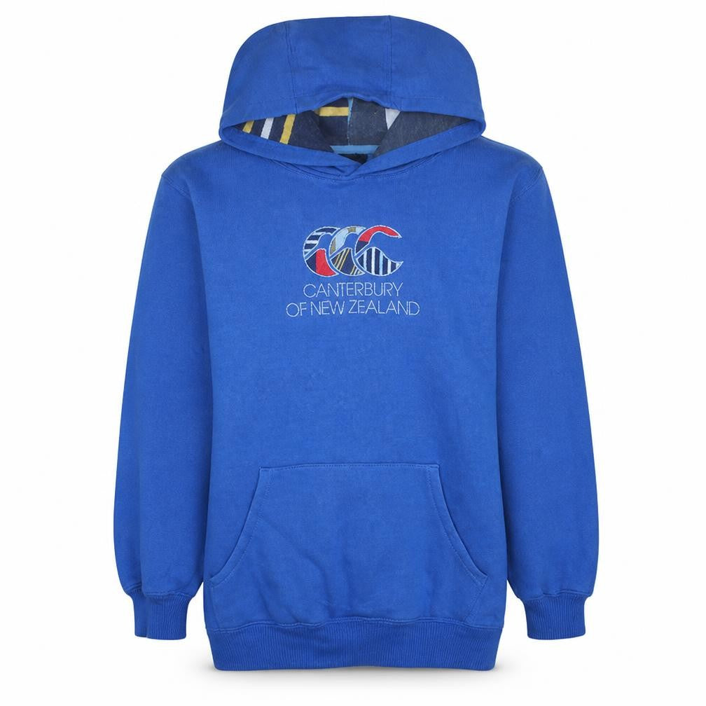 Canterbury Boys Blue Pullover Hoodie Age 14 Rugby Logo Fleece Sweatshirt