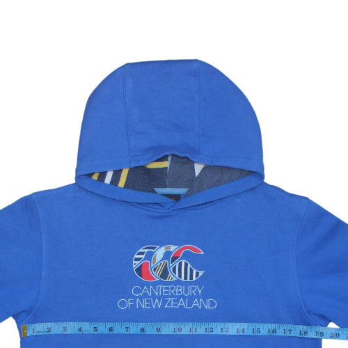 Canterbury Boys Blue Pullover Hoodie Age 14 Rugby Logo Fleece Sweatshirt