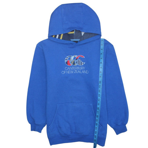Canterbury Boys Blue Pullover Hoodie Age 14 Rugby Logo Fleece Sweatshirt