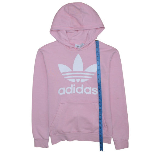 Adidas Girls Pink Hoodie 13-14 Years Pullover Logo Fleece Sweatshirt