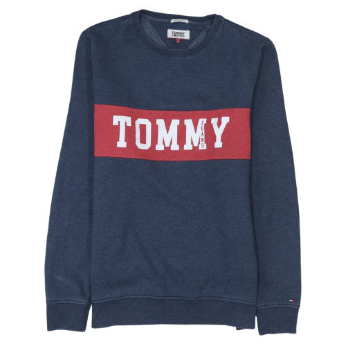 Tommy Jeans Men’s Blue Pullover Sweatshirt L Regular Fit Logo