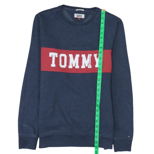 Tommy Jeans Men’s Blue Pullover Sweatshirt L Regular Fit Logo