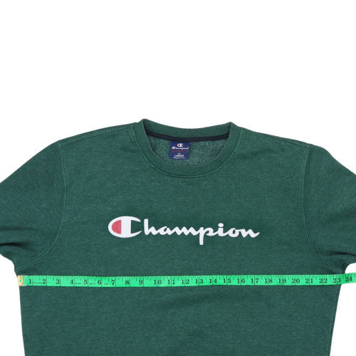 Champion Men's Green Logo Crew Neck Sweatshirt Size Large