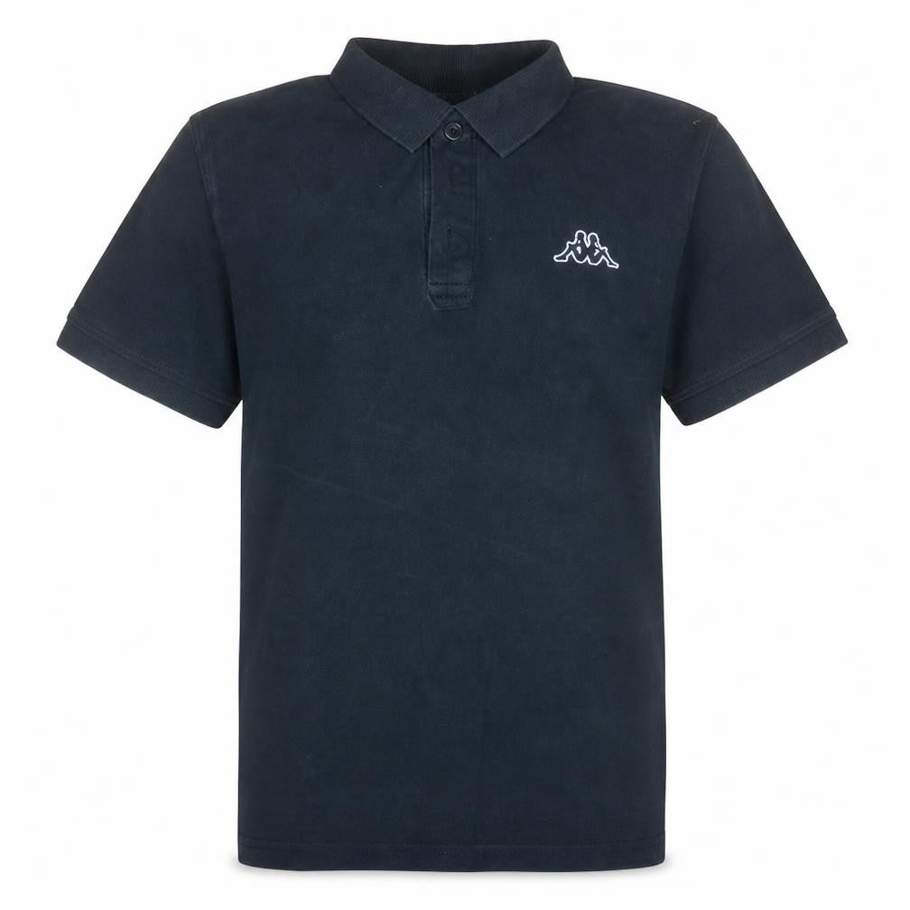 Front view of Kappa Men's Black Short Sleeve Polo Shirt, size M