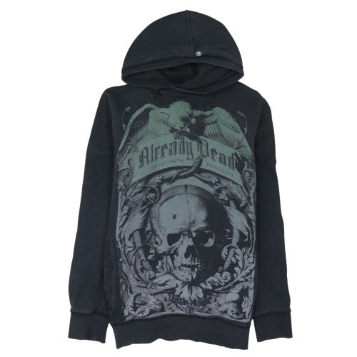 Fly53 Men's Black Already Dead Skull Graphic Pullover Hoodie Size L