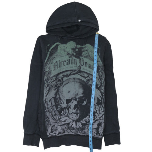 Fly53 Men's Black Already Dead Skull Graphic Pullover Hoodie Size L