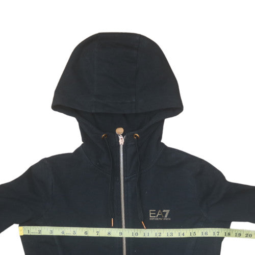 Emporio Armani EA7 Womens Black XS Full Zip Hoodie Sweatshirt