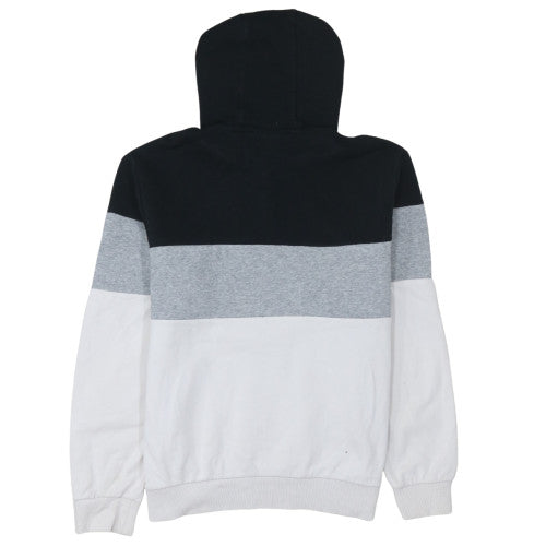 FILA Mens Black Grey White Pullover Hoodie L Classic Logo Sweatshirt